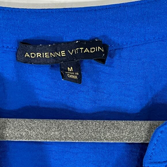 Adrienne Vittadini Blue Button Front Blouse with Silver Buttons Long Sleeve M - Picture 4 of 5